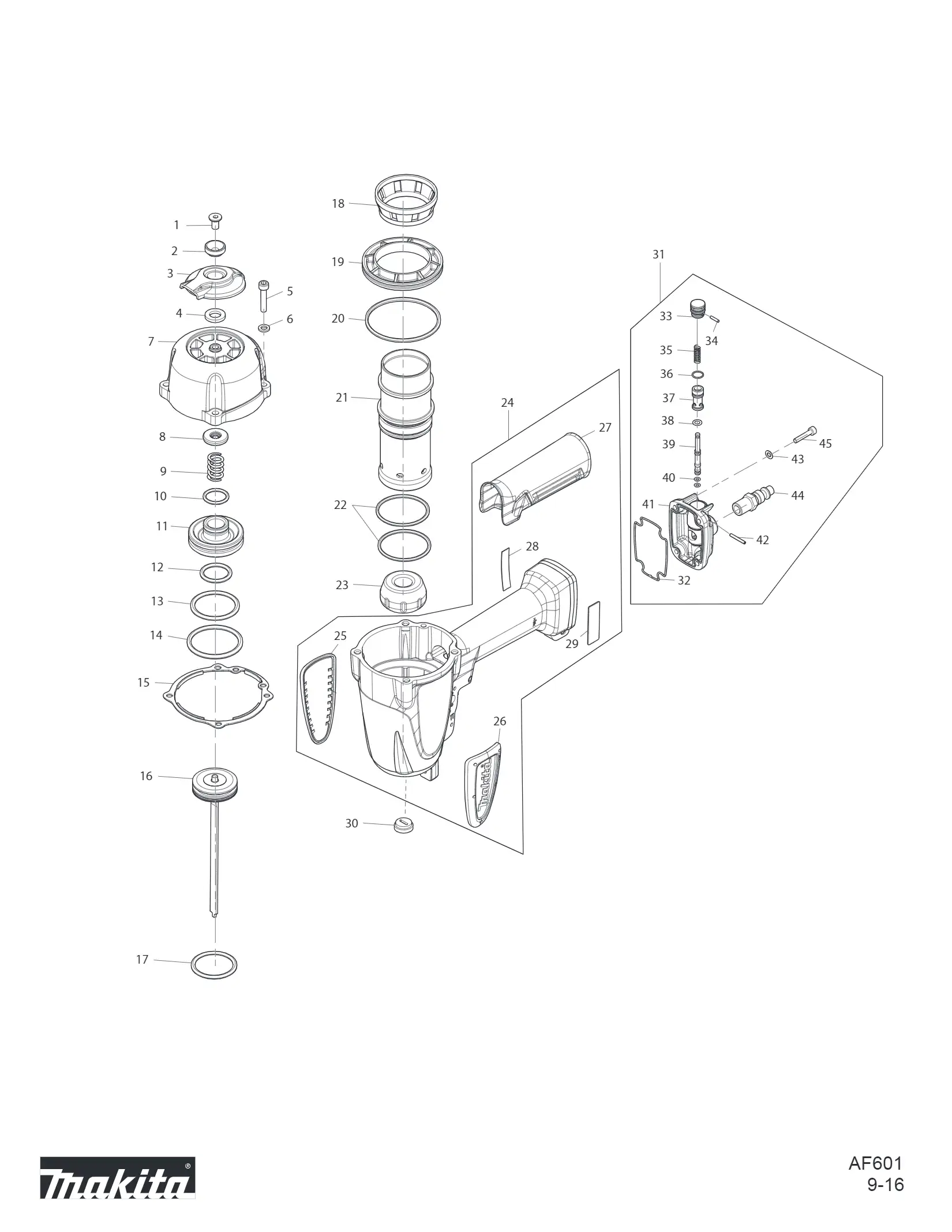 Clavadora neumática AF601 - Makita México Oficial